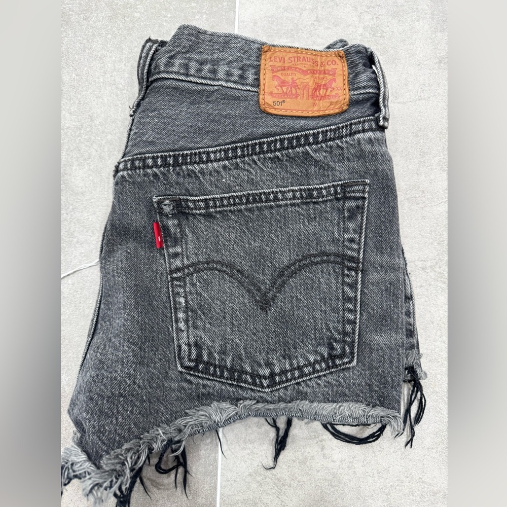 Levi's 501 Black Denim Cutoff Shorts Size 27